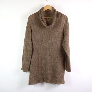 Anthropologie brown knitted alpaca / nylon blend tunic top S